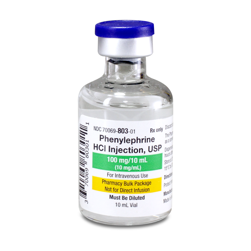 Phenylephrine HCl Inj., USP 10mg/mL 10mL Vial, each