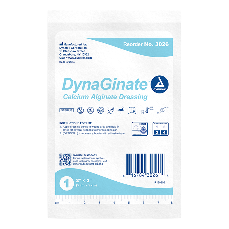 DynaGinate - Calcium Alginate Dressing, 2" x 2", 10/Box