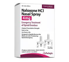 Naloxone HCl Nasal Spray 4mg OTC Single-Dose 2/Pk